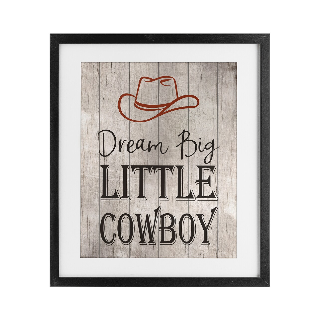 Stupell Industries Dream Big Little Cowboy Framed Print Under Glass, design by Christine Simpson Art